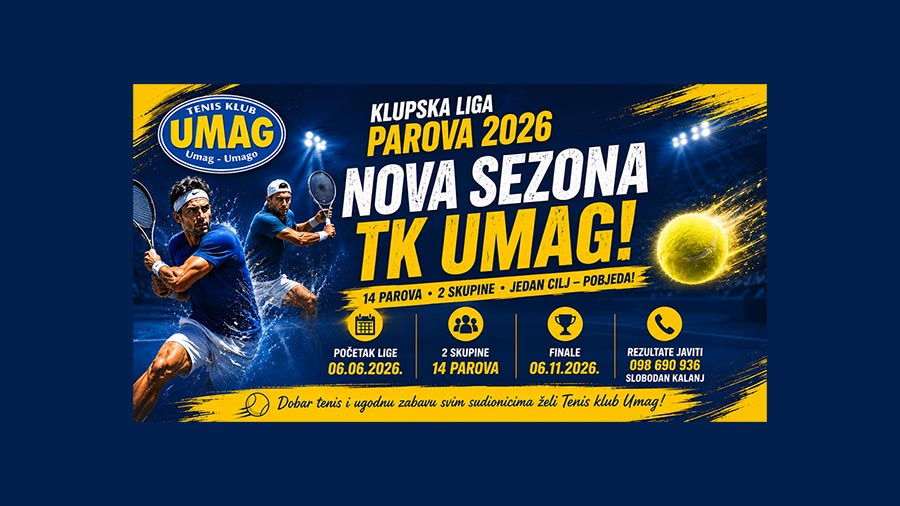 Dvije skupine, 14 parova i gotovo pet mjeseci natjecanja obilježit će ovogodišnje izdanje Klupske lige parova Tenis kluba Umag.